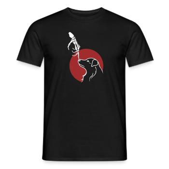Mignon Squelette Main Boop Chien Chiot Halloween - T-shirt homme - noir - Devant - AI Model Male 178 light (178cm)