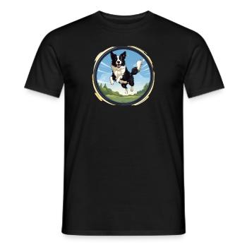 Cheerful Border Collie dog - Men's T-Shirt - black - Front - AI Model Male 178 light (178cm)