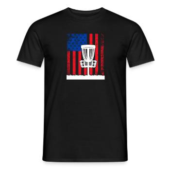Disc Golf Disc Golfer American Falg Patriot - Men's T-Shirt - black - Front - AI Model Male 178 light (178cm)