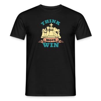 Chess, Think, Move, Win, Chess Master Club - Men's T-Shirt - black - Front - AI Model Male 178 light (178cm)