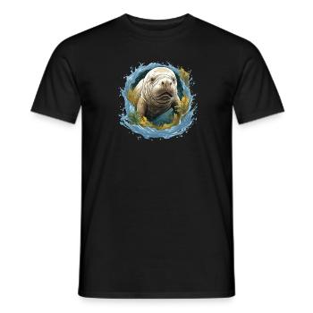 Save the manatees Aquatic animals Manatees - Men's T-Shirt - black - Front - AI Model Male 178 light (178cm)