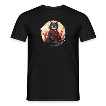 Japanese Art Cat Kawaii Anime - Men's T-Shirt - black - Front - AI Model Male 178 light (178cm)
