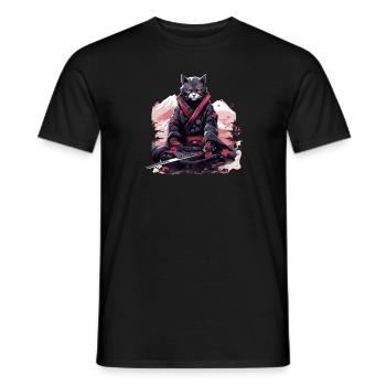 Japanische Kunst Katze Kawaii Anime - Männer T-Shirt - Schwarz - Vorne - AI Model Male 178 light (178cm)