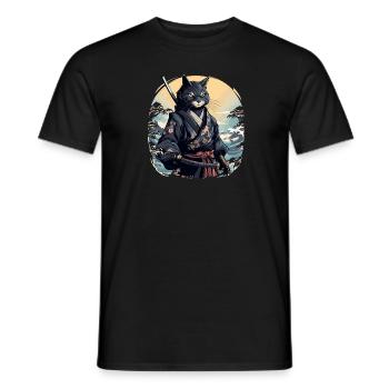 Japanese Art Cat Kawaii Anime - Men's T-Shirt - black - Front - AI Model Male 178 light (178cm)