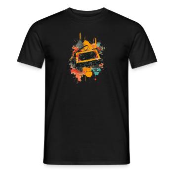 Kassette Musik Mixtape Kassettenspieler 80s - Männer T-Shirt - Schwarz - Vorne - AI Model Male 178 light (178cm)