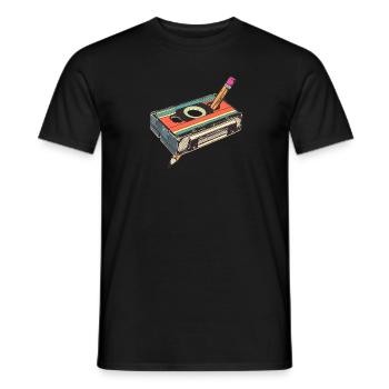 Kassette Musik Mixtape Kassettenspieler 80s - Männer T-Shirt - Schwarz - Vorne - AI Model Male 178 light (178cm)