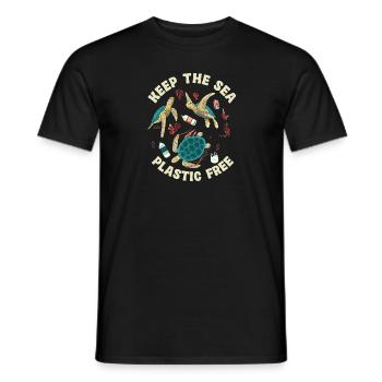 Keep The Sea Plastic Free Schildkröte Motiv - Männer T-Shirt - Schwarz - Vorne - AI Model Male 178 light (178cm)