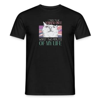Être normal, c’était hier un drôle de chat - T-shirt homme - noir - Devant - AI Model Male 178 light (178cm)