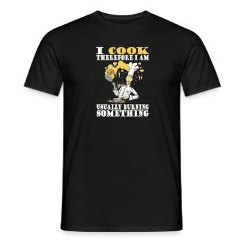 Ich Koche Also Bin Ich - Humorvolle Botschaft - Männer T-Shirt - Schwarz - Vorne - AI Model Male 178 light (178cm)