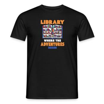 Bibliothek Wo Die Abenteuer Beginnen - Farbiges - Männer T-Shirt - Schwarz - Vorne - AI Model Male 178 light (178cm)