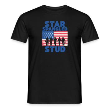 Star Spangled Stud Signe de paix Drapeau des États-Unis - T-shirt homme - noir - Devant - AI Model Male 178 light (178cm)