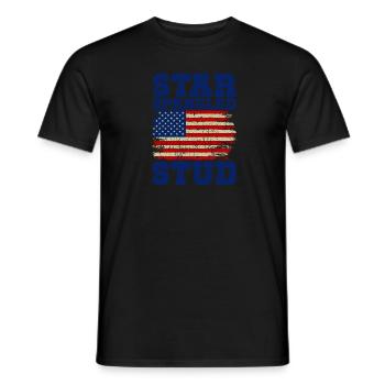 Star Spangled Stud Signe de paix Drapeau des États-Unis - T-shirt homme - noir - Devant - AI Model Male 178 light (178cm)