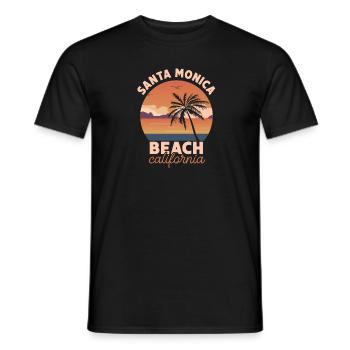 Santa Monica Beach California Sonnenuntergang - Männer T-Shirt - Schwarz - Vorne - AI Model Male 178 light (178cm)