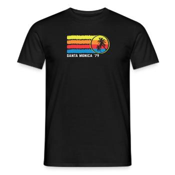 Santa Monica '79 Coucher de soleil Palmiers Vintage - T-shirt homme - noir - Devant - AI Model Male 178 light (178cm)