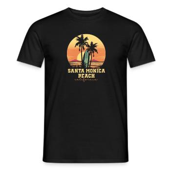 Santa Monica Beach California Sonnenuntergang - Männer T-Shirt - Schwarz - Vorne - AI Model Male 178 light (178cm)