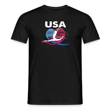 États-Unis Gymnastique Patriots Stars Feux d’artifice - T-shirt homme - noir - Devant - AI Model Male 178 light (178cm)