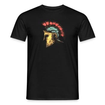 Ancient Roman Warrior Helmet with Red Feather - Men's T-Shirt - black - Front - AI Model Male 178 light (178cm)