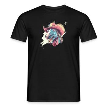 Humorous Cowboy Horse Portrait - Men's T-Shirt - black - Front - AI Model Male 178 light (178cm)