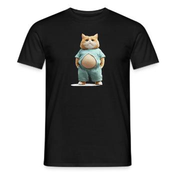 Lustiger Dicker Kater in Bequemer Kleidung - Männer T-Shirt - Schwarz - Vorne - AI Model Male 178 light (178cm)