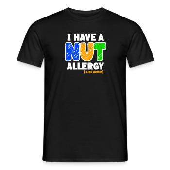I have a nut allergy funny saying for - Men's T-Shirt - black - Front - AI Model Male 178 light (178cm)