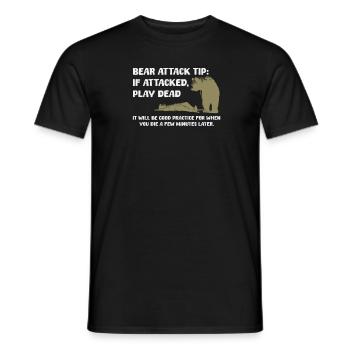 Bear Attack Tip: Feign Death for Attack - Men's T-Shirt - black - Front - AI Model Male 178 light (178cm)