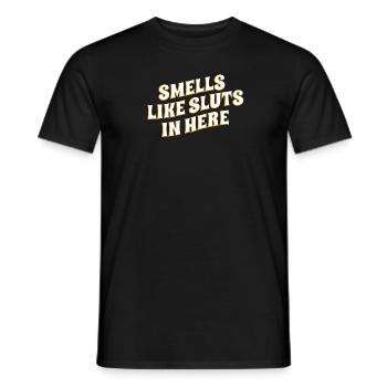 Smells Like In Here Humorous Sayings For - Men's T-Shirt - black - Front - AI Model Male 178 light (178cm)