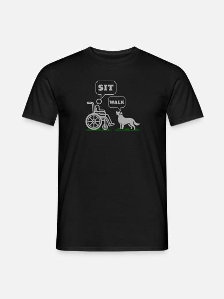 De rolstoel zit de Symboolhumor van de Hondgang - Heren T-shirt - zwart