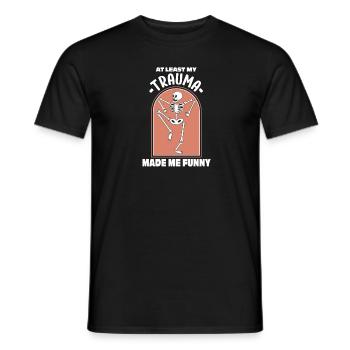 At least my trauma made fun of me - Men's T-Shirt - black - Front - AI Model Male 178 light (178cm)