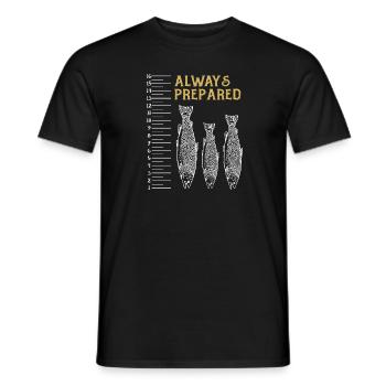 Motif de poisson toujours préparé avec règle pour les pêcheurs - T-shirt homme - noir - Devant - AI Model Male 178 light (178cm)