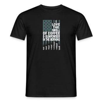 J’adore l’odeur du café et de la poudre à - T-shirt homme - noir - Devant - AI Model Male 178 light (178cm)