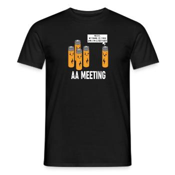 AA Meeting Witziges Batterie Cartoon Design - Männer T-Shirt - Schwarz - Vorne - AI Model Male 178 light (178cm)