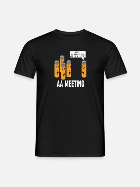 AA Meeting Witziges Batterie Cartoon Design - Männer T-Shirt - Schwarz