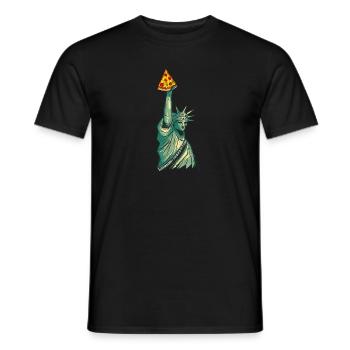 Statue of Liberty with Pizza Torch Artwork New - Men's T-Shirt - black - Front - AI Model Male 178 light (178cm)