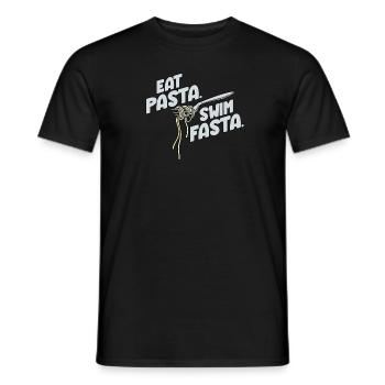 Eat Pasta Swim Fasta Funny Water Sports Slogan - Men's T-Shirt - black - Front - AI Model Male 178 light (178cm)