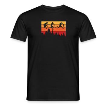 Adventurous scooter silhouette in - Men's T-Shirt - black - Front - AI Model Male 178 light (178cm)