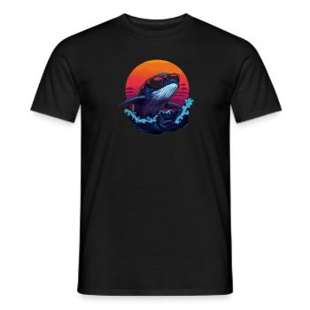 Cool Whale In Sunset With Sunglasses - Men's T-Shirt - black - Front - AI Model Male 178 light (178cm)