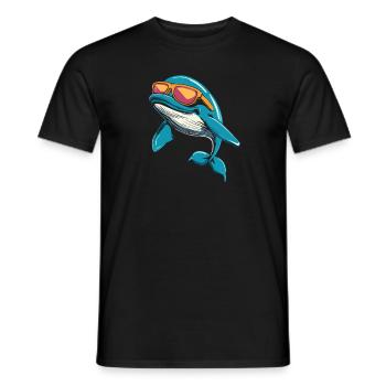 Cool whale with sunglasses in summer look for - Men's T-Shirt - black - Front - AI Model Male 178 light (178cm)