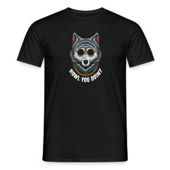 Cool Wolf With Glasses And Chain - Howl You Doin? - Men's T-Shirt - black - Front - AI Model Male 178 light (178cm)