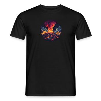 Dramatic volcano eruption with fire and smoke - Men's T-Shirt - black - Front - AI Model Male 178 light (178cm)