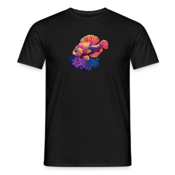 Colorful tropical fish in coral reef - Men's T-Shirt - black - Front - AI Model Male 178 light (178cm)