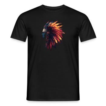 Majestic Indian Chief Portrait with - Men's T-Shirt - black - Front - AI Model Male 178 light (178cm)