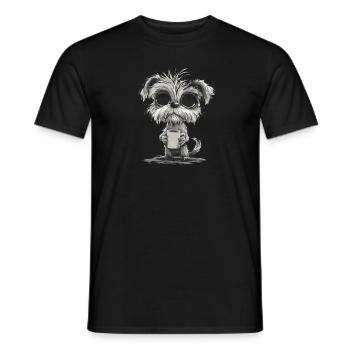 Niedlicher Hund Mit Kaffeetasse Für Tierliebhaber - Männer T-Shirt - Schwarz - Vorne - AI Model Male 178 light (178cm)