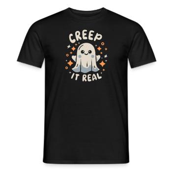 Creep it real - Funny Halloween Ghost - Men's T-Shirt - black - Front - AI Model Male 178 light (178cm)