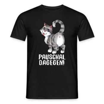 Paschal dagegen - Lustige freche Katze zeigt Popo - Männer T-Shirt - Schwarz - Vorne - AI Model Male 178 light (178cm)