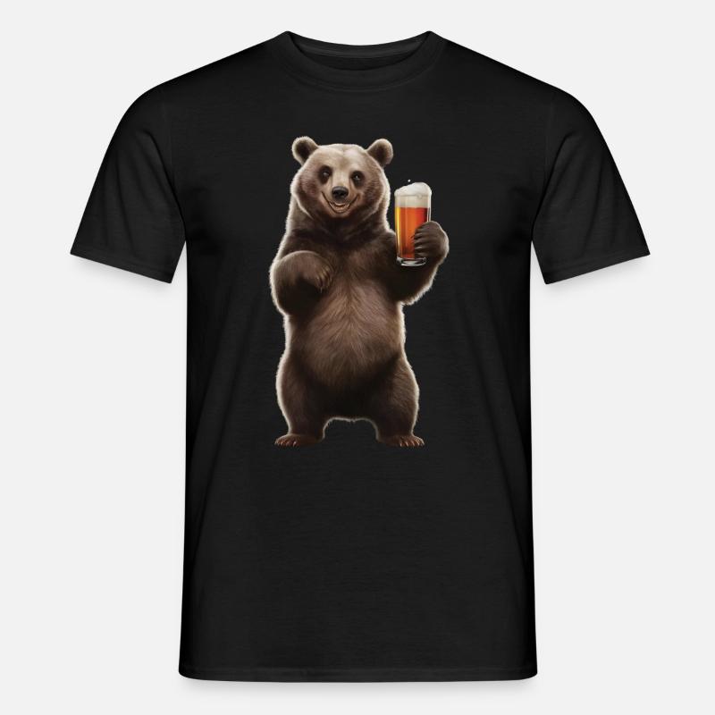 Bär Bier - Männer T-Shirt - Schwarz