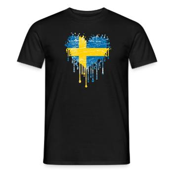 Schweden Herz T-Shirt – Für echte Schweden-Fans! - Männer T-Shirt - Schwarz - Vorne - AI Model Male 178 light (178cm)