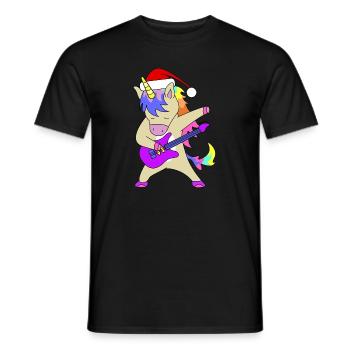 St. Nicholas Guitar Unicorn | Christmas, Gift - Men's T-Shirt - black - Front - AI Model Male 178 light (178cm)