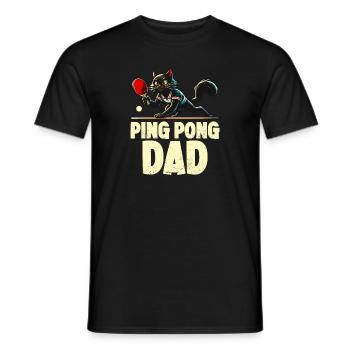 Table Tennis Katze Pingpong Black Cat Dad Outfit - T-shirt homme - noir - Devant - AI Model Male 178 light (178cm)