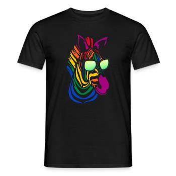 Cooles Buntes Zebra Mit Sonnenbrille Safari Bunt A - Männer T-Shirt - Schwarz - Vorne - AI Model Male 178 light (178cm)