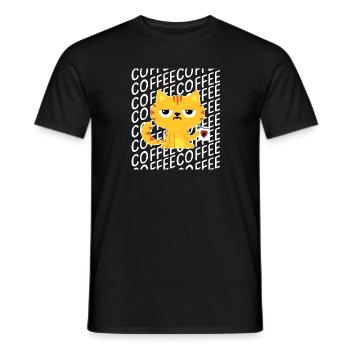 Coffein Kaffee Katze Morgenmuffel Spruch Tasse - Männer T-Shirt - Schwarz - Vorne - AI Model Male 178 light (178cm)